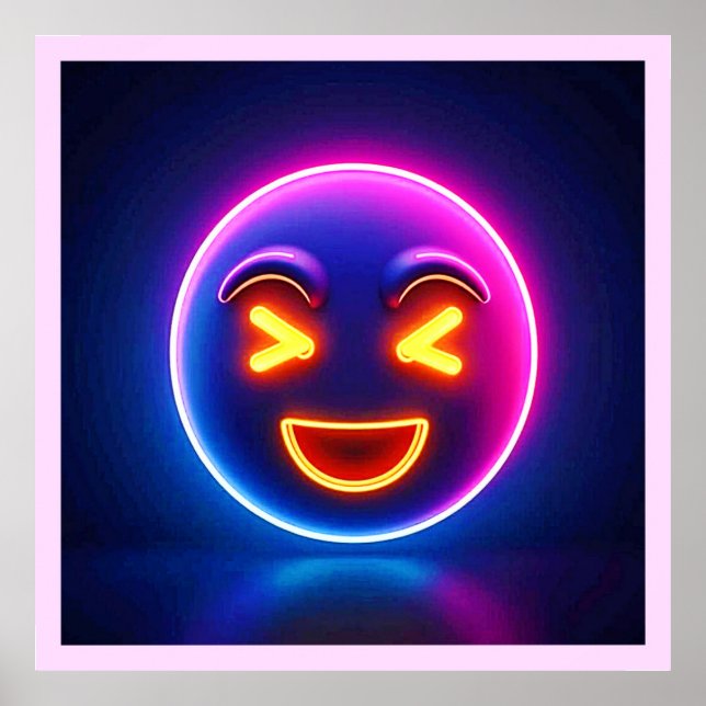 Affiche Neon Laughing Emoji Joy (Devant)
