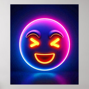 Affiche Neon Laughing Emoji Joy