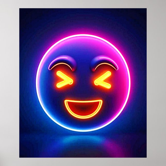 Affiche Neon Laughing Emoji Joy (Devant)