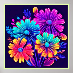 Affiche Neon Llow Floral Imaginaire Art