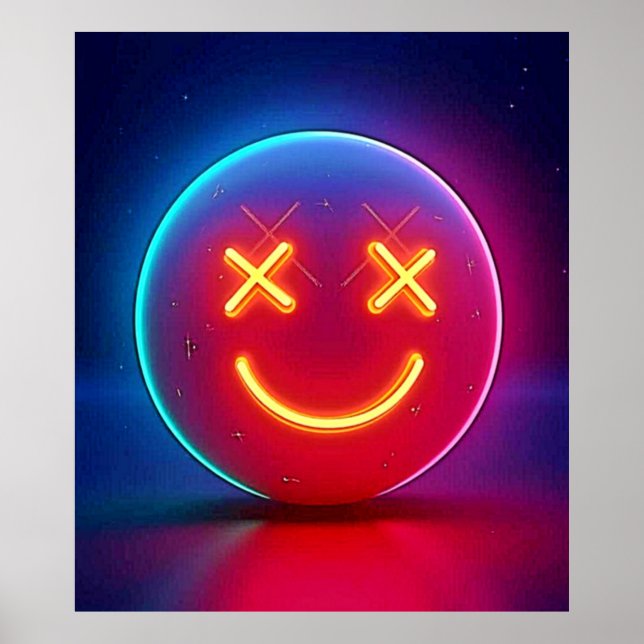 Affiche Neon Llow Smily Face (Devant)
