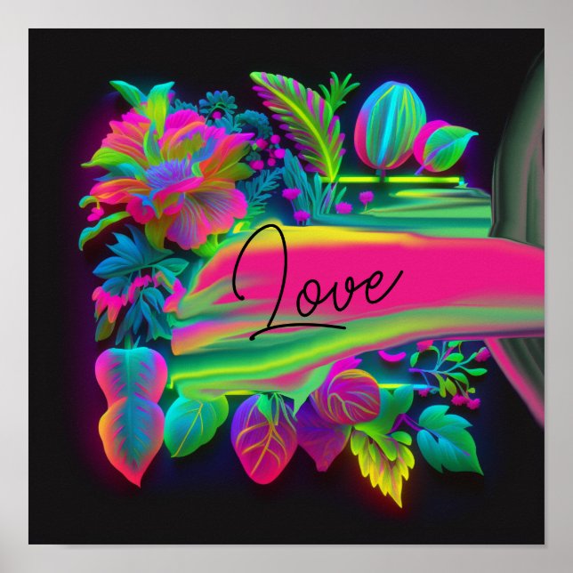Affiche Neon Love Blooms (Devant)