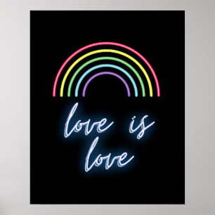 Affiche Neon Love Is Love Rainbow