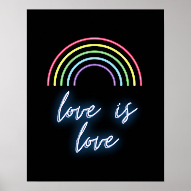 Affiche Neon Love Is Love Rainbow (Devant)