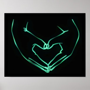 Affiche Neon Love Main Heart Line Art Dessin mignon Modern