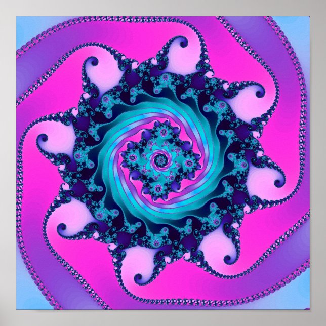 Affiche Neon Mandelbrot Fractal (Devant)