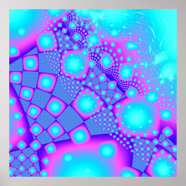 Affiche Neon Molecules Psychedelic Fractal (Devant)