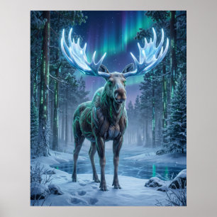 Affiche Néon Moose Grille Boréale