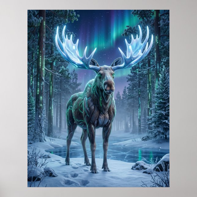 Affiche Néon Moose Grille Boréale (Devant)