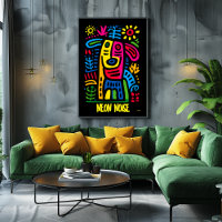 Neon Noise Dog - Art animal géométrique Abstrait