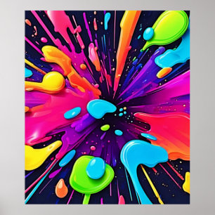 Affiche Neon Paint Burst Art