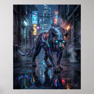 Affiche Néon Panthère Allée de Minuit