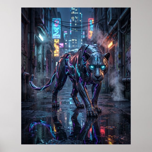 Affiche Néon Panthère Allée de Minuit (Devant)