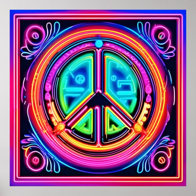 Affiche Neon Peace Mandala (Devant)