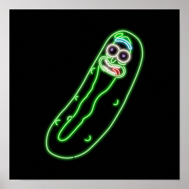 Affiche Neon Pickle Rick Black (Devant)