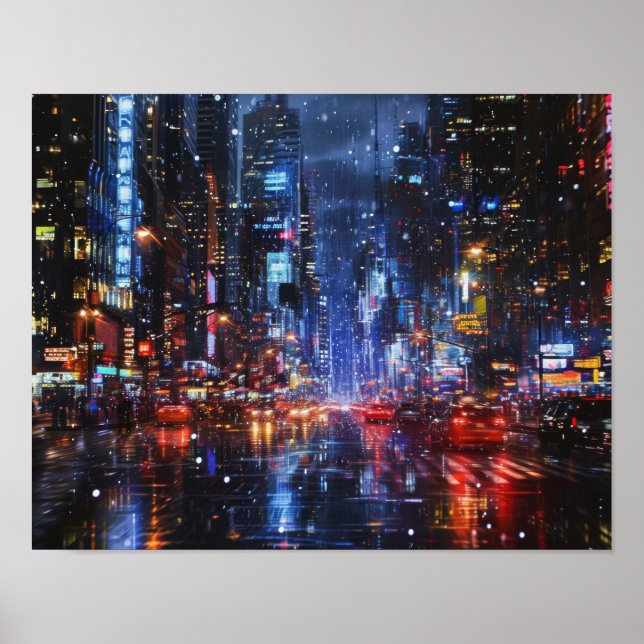 Affiche Neon Rain : Le pouls de minuit de la ville (Devant)