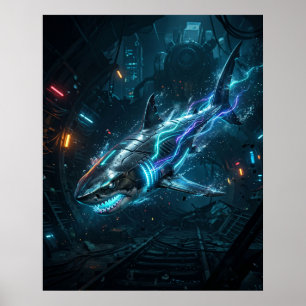 Affiche Néon Requin Métro Abîme