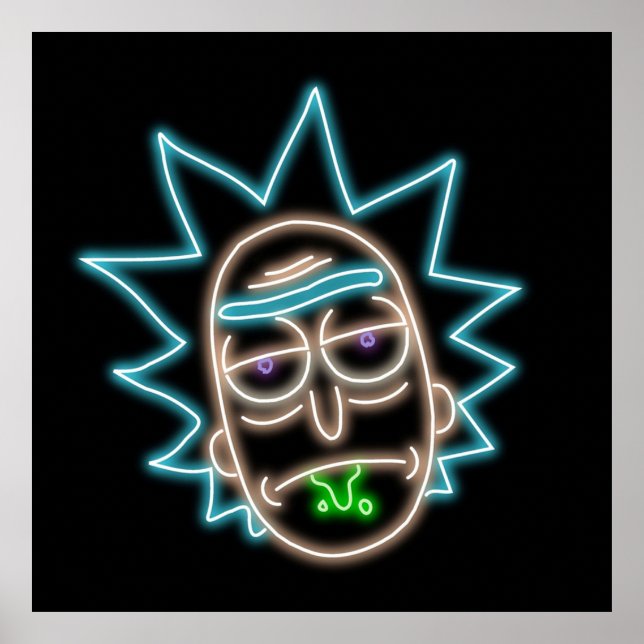 Affiche Neon Rick Sanchez Head Black (Devant)