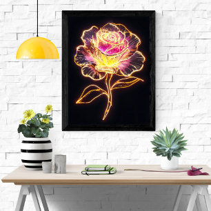 Affiche Neon Rose