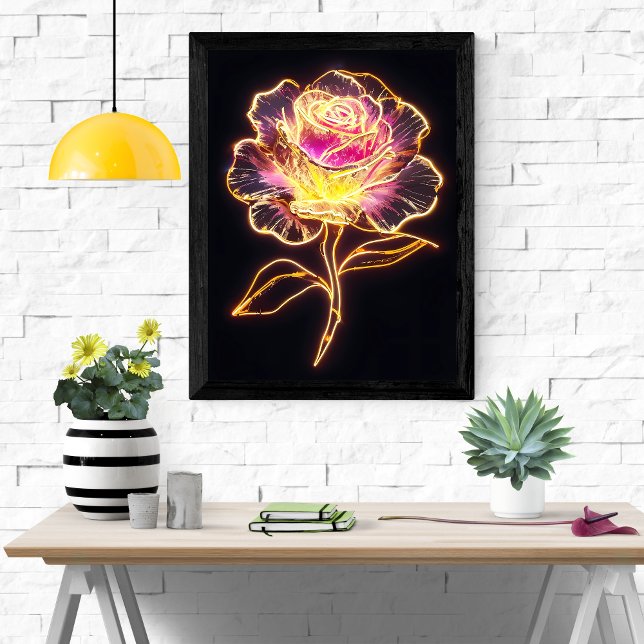 Affiche Neon Rose (Créateur téléchargé)