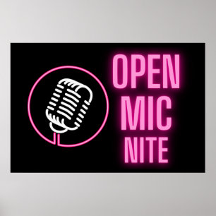 Affiche Neon Rose Open Mic Nite