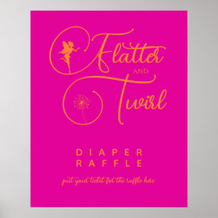 Affiche Neon Rose Orange Minimaliste Fairy Diaper Raffin