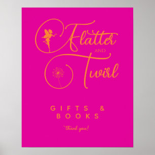 Affiche Neon Rose Orange Minimaliste Fée Cadeaux Et Livres