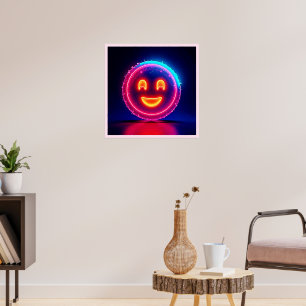Affiche Neon Smile : Conception de lueur heureuse et brill