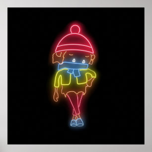 Affiche Neon Sneaky Sasquatch