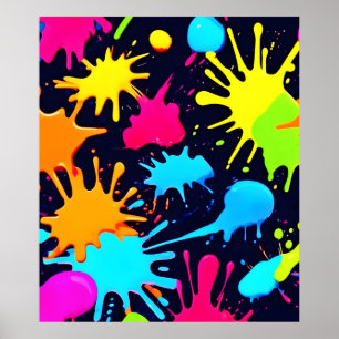 Affiche Neon Splatter Art : Expressionnisme Abstrait vibra