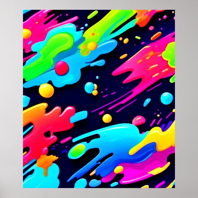 Affiche Neon Splatter Flow Art (Devant)