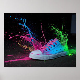Affiche Neon Splatter sur un Basket coloré