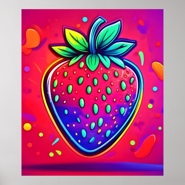 Affiche Neon Strawberry Pop (Devant)