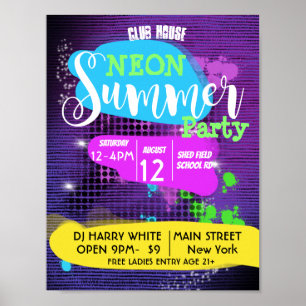 AFFICHE NEON SUMMER PARTI