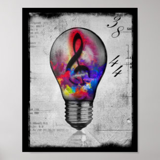 Affiche Neon trek idée de musique clef