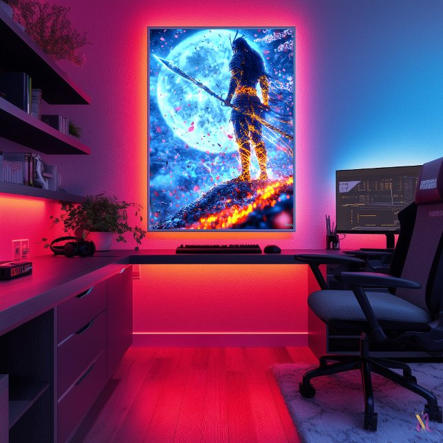 Affiche Neon Warlord - Gardien de la Lune Bleue (Créateur téléchargé)