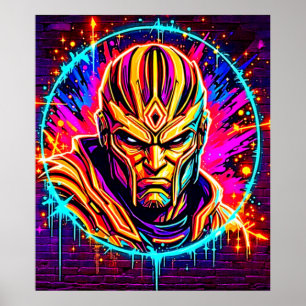 Affiche Neon Warrior Power Art