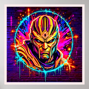 Affiche Neon Warrior Power Art