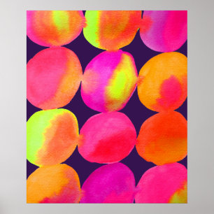 Affiche Neon Watercolor cercle motif couleur art abstrait