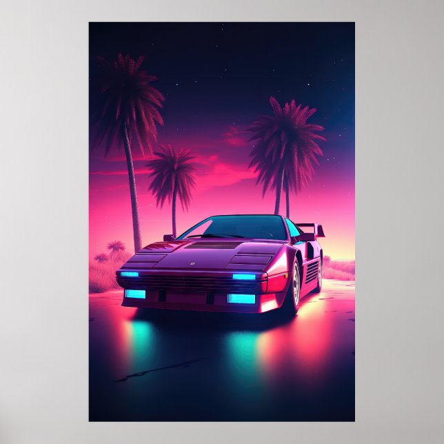 Affiche Neon Wheels : Un Synthwave Drive in the Future (Devant)