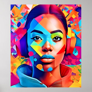 Affiche Neon Woman rêve d'Art numérique