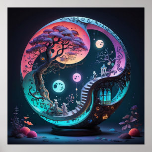 Affiche Neon Yin Yang Imaginaire surréel 1