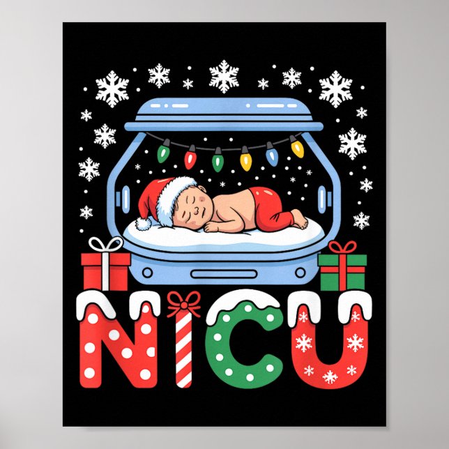 Affiche Neonatal Intensive Care Unit Xmas Funny Nicu Nurse (Devant)