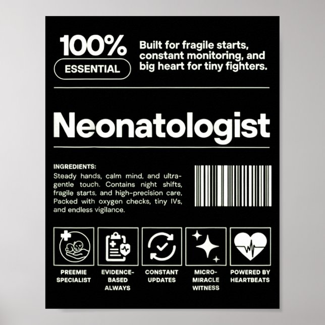 Affiche Neonatologist &amp; D Neonatology Gift Nicu Doctor (Devant)