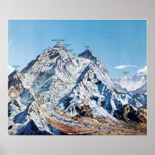 Affiche " Népal : 1963/heute - Mont Everest Panoramakarte