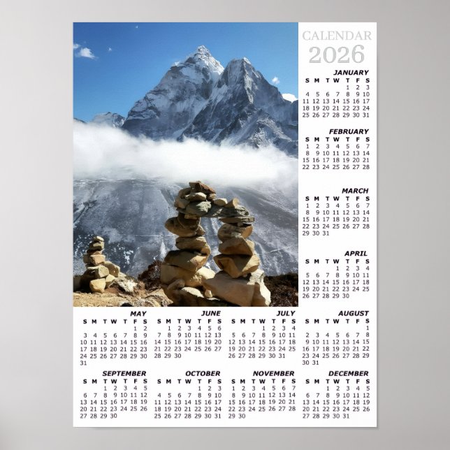 Affiche Nepal Calendar 2026, Ama Dablan, Sagarmatha (Devant)