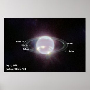 Affiche Neptune James Webb Photo NIRCam Image Texte blanc