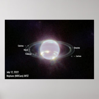 Affiche Neptune James Webb Photo NIRCam Image Texte blanc