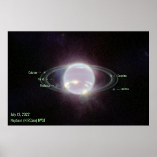 Affiche Neptune James Webb Photo NIRCam Image Texte vert