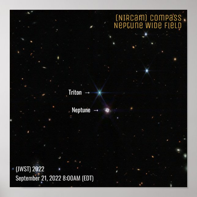 Affiche Neptune NIRCam Wide James Webb Telescope JWST (Devant)